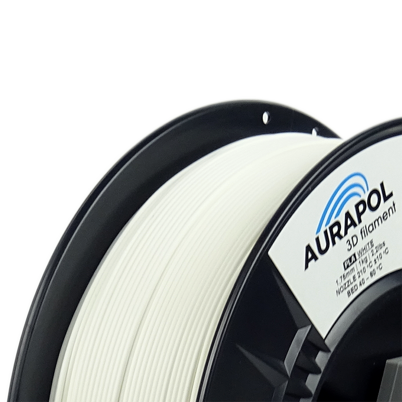 AURAPOL PLA 3D Filament Bílá 1 kg 1,75 mm